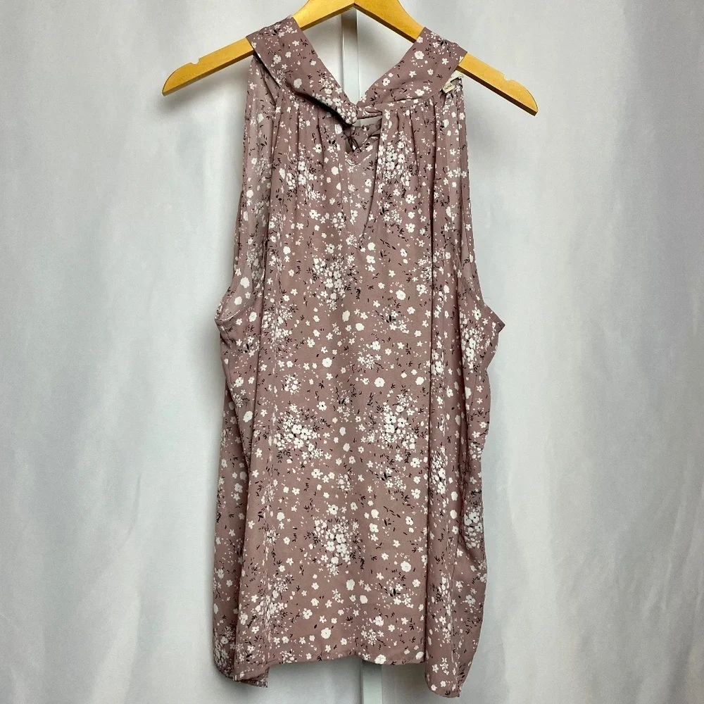 Tamara H Womenʻs Mauve Floral Print Sleeveless Blouse